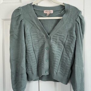 Philosophy Dusty Green V‑Neck Button Cardigan Sweater